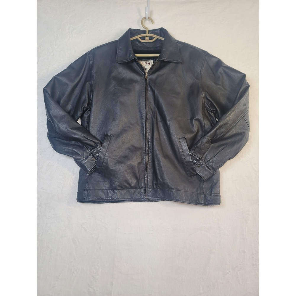 Vintage Y2K Wilda Leather Bomber Jacket Mens XL Black 90s Indie Sleaze Grunge